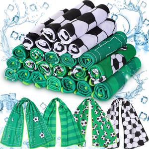 FuWeave 24 Pack Soccer Cooling Towel 40 x 12 Inch Breathable Sport Cooling Towel Microfiber Fast Drying Team Gifts for Athletes Yoga Gym Camping Running(Soccer)