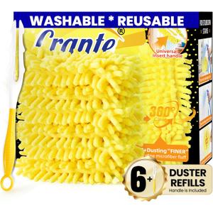Duster Refills for Swiffer - Reusable Duster Refill Compatible with Duster Refill, 360 Dusters Refills 6 Pack + 1 Handle