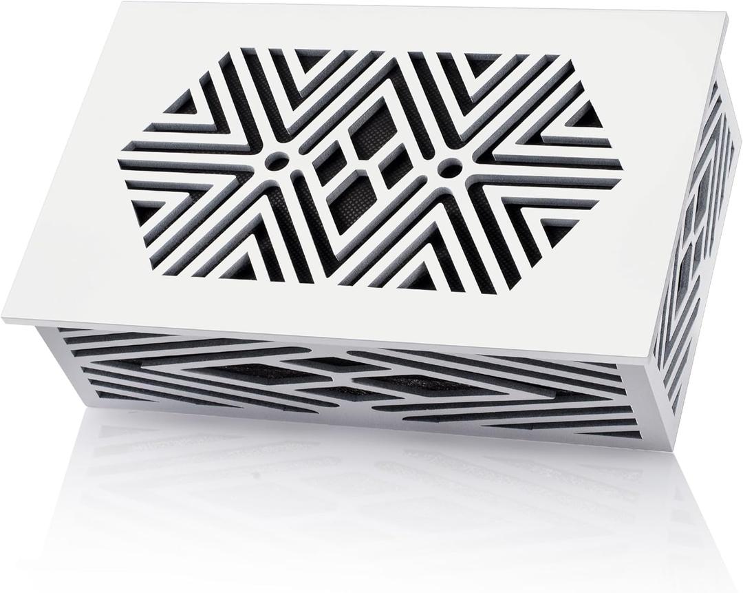 Saillong Doorbell Chime Cover Box Only, Decorative Wood Doorbell Cover for Wall inside With Geometric Design, Universal Indoor Doorbells Covers with Self Adhesive Tape, Easy to Install(White)