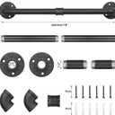 Industrial Pipe Towel Rack Towel Bar, Heavy Duty Wall Mounted Rustic Farmhouse Bath Towel Holder for Bathroom (Black, 18 Inch)