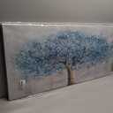 Tree of Life Wall Art Blue Tree Picture Wall Decor Artwork Framed Abstract Canvas Painting Nature Decor for Living Room Bedroom Bathroom Office Home Decor 20"x40"Can Be Hung Directly