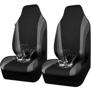 CAR PASS AquaShield Neoprene Waterproof Car Seat Covers for Front Seats Only, High Back Bucket Seat Cover,Airbag Compatible,Line Rider Seat Covers Universal Fit for Truck Van SUV (Black and Gray)