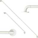 ARNORX French Door Curtain Rod - 16-28 Inch Adjustable, 3/8-Inch Diameter, Set of 2, Two Ways to Mount (Screw or Adhesive), Hidden Hardware, Works on Wood, Glass, Metal Doors, White