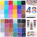 51000Pcs 48 Colors Bedazzler Kit with Rhinestones and Tools, 3mm Bling Bedazzle Gems for Crafting Flat Back Crystal Resin Jelly Rhinestones with 3pcs B7000 Glue for Book Clothes Shoes Decor