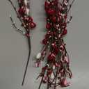 Yunfan 6Pcs Valentines Day Decorations Valentines Decor Red Pink White Heart Shaped Berry Picks Artificial Flowers for Valentines Day Gifts Wedding Home Decor 17in