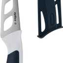 Zyliss Cheese Knife  Stainless Steel Blade with Non-Stick Holes & Forked Tip for Serving  Cuts Soft, Semi-Soft & Firm Cheeses  Gray & White Handle  4.5"