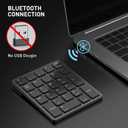 havit Bluetooth Number Pad Wireless Numeric Keypad Numpad 26 Keys Portable Mini Financial Accounting Rechargeable Numeric Pad for Windows Laptop Desktop, PC, Notebook (Black)