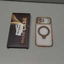 Compatible with iPhone 17 Pro Max Case with 360 Magnetic Ring Stand [Compatible with Mag-Safe] Camera Lens Protector Plating Clear Phone Case for iPhone 17 Pro Max 6.9", Desert Gold