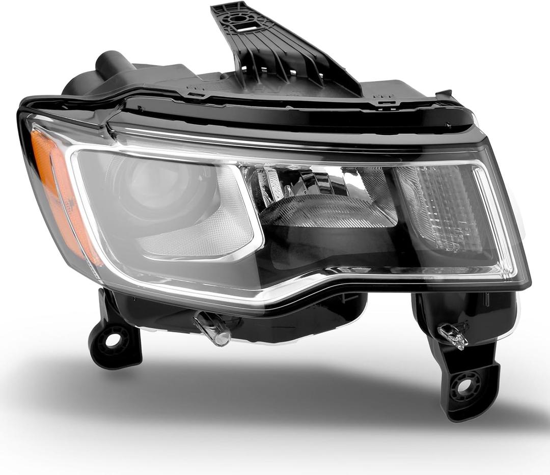 Headlights Assembly Compatible with Jeep Grand Cherokee 2017-2021,Headlamp Chrome Passenger Side Replacement CH2503297 68289234AF