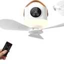 Battery Powered Ceiling Fan | Rechargeable 7200mAh with Lighting Remote Control 4 Speeds - Camping Fan with Light - for Gazebo Garage Motorhome Patio Outdoor Canopy