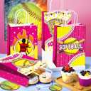 JOYGATHER 24 Pcs Softball Party Favors Bags with Handles, Softball Goodie Gift Candy Treat Snack Paper Bags with 3 Different Types for Birthday Party Supplies Baby Shower Decorations