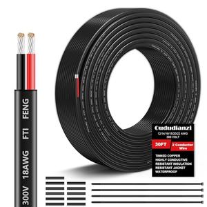 18 Gauge Wire 2 Conductor Electrical Wire, 18 AWG Wire Stranded PVC Cord, 12V Low Voltage/Oxygen-Free Tinned Copper/Flexible 18/2 Cable for Automotive Marine LED Strips Lamps Lighting (30FT/ 9M)