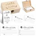 52Pcs Graduation Advice Cards with Wood Box Graduation Party Favors Advice Wishes Cards for the Graduate for Class of 2026 College High School University Grad Celebration Gift Supplies Decorations