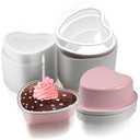 50 Sets Heart Shaped Cake Pans,Mini Cake Pans with Lids 100 ml/ 3.5 Ounces Heart Cake Pan Mini Aluminum Pans with Lids,for Valentine Mother's Day Wedding Birthday Baking Supplies- Pink