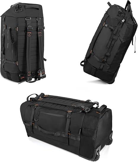 CONTAIL 86L Wheeled Duffel Bag, Soft Shell with Adjustable Web Handles, Carry On Size 29.5x14.2x12.6in, Foldable with Dual Wheels & Shoe Compartment