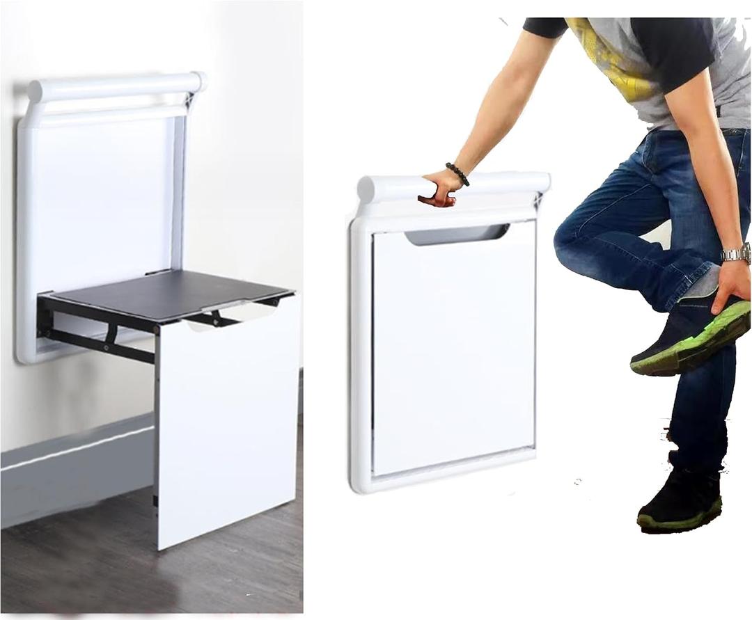 Foldable Wall-Mounted Stool Armrest,Shower Seat with Handle,Shoes Changing