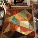 YIHOUSE Brown Area Rug 8x10, Geometric Area Rug,Burnt Orange Area Rug Non Slip,Farmhouse Rugs Washable,Vintage Burgundy Rugs for Living Room, Boho Area Rug for Kitchen,Dining Room,Bedroom