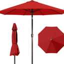 9ft Patio Umbrella with Push Button Tilt and Crank,Outdoor Market Table Umbrella UV Protection 8 Sturdy Ribs for Backyard,Garden,Pool,Deck(Red)