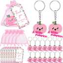 Inbagi 60 Set Thanksgiving Little Pumpkin Baby Shower Party Favors Include Cute Pumpkin Key Chain Thank You Kraft Tags Pink Organza Bags for Thanksgiving Day Fall Autumn Baby Shower Supplies