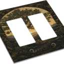 Decorative Art Light Switch Covers Tree 2 Gang Dual Rocker Outlet Switch plate Faceplate GFCI