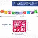 Mexican Party Banners (5 Pack with 10 Plastic Flags per Banner) - Papel Picado Mexicano Para Fiesta - Plastic Papel Picado - Fiesta Themed Party Decorations - Mexican Decor Cinco de Mayo