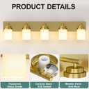 IZORRO Bathroom Vanity Light Fixture, 5-Light 36 Inch Gold Bathroom Light Fixtures Over Mirror, with White Glass Shade, Modern Farmhouse Vanity Lights, Rustic Restroom Lighting Fixtures