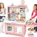 Elevon Interactive Role Play Kitchen Set with Lights, Sounds, and Play Accessories  Creative Cooking Pretend Play for Imaginative Fun (Pink)