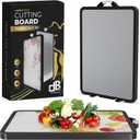 Stainless Steel Cutting Board for Kitchen, Double Sided Stainless Steel & Wheat Straw PP, Non Slip with Juice Groove, Anti-Scratch, Large Chopping Board for Kitchen (Vegetable-Themed Surface)