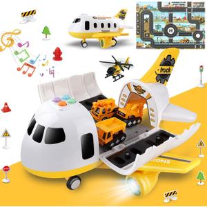 Dwi Dowellin Construction Airplane Toys,Car Toys Set with Light and SoundGreat Birthday Gifts for 3 4 5 6 Years Old Boys (Medium)