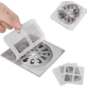 50PCS Disposable Shower Drain Hair Catcher, Adhesive Drain Cover Trap for Bathtub & Shower, 44" Disposable Hair Stopper for Bathroom, Sink & Laundry, Strong Stick-On Hair Trap Prevents Clogs