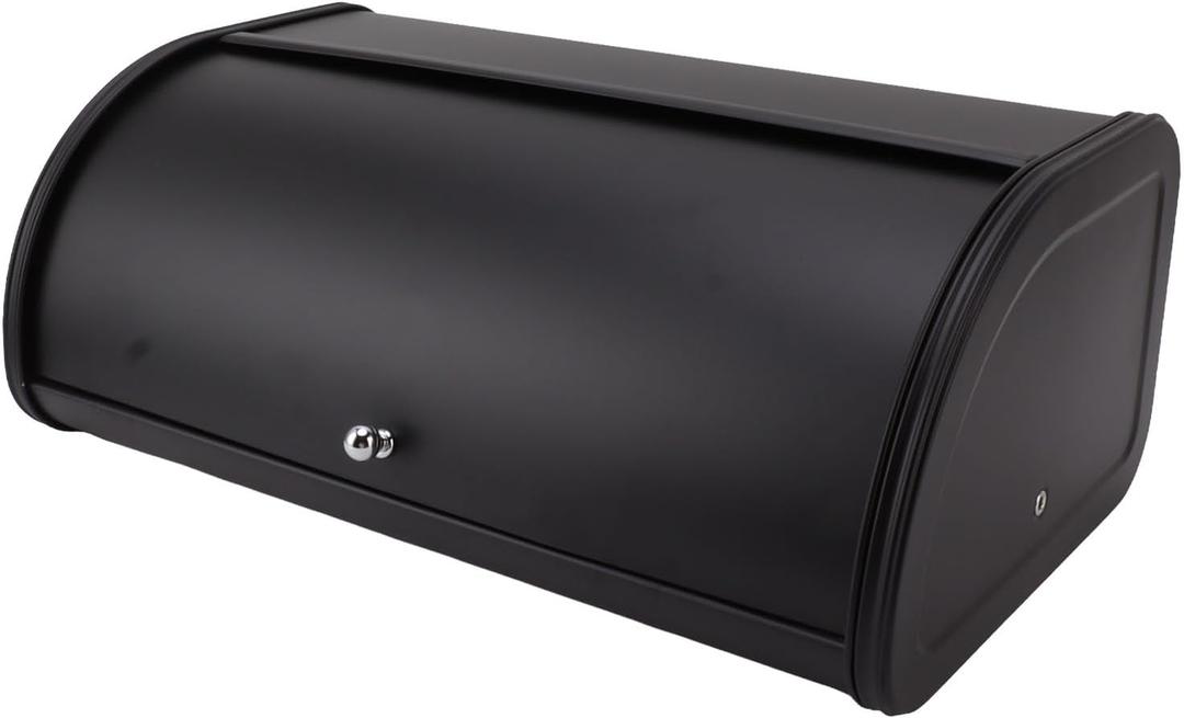 Bread Box for Kitchen Counter Black Frosted Keep Freshness Bread Box Iron Bread Storage Container for Cakes Pastries