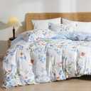 PHF Ultra Soft Paisley Duvet Cover King Size, Printed Bedding Set 3 Pieces, Comfy Farmhouse Pattern Duvet Cover Set with 2 Pillow Shams, Zipper Closure and 8 Ties, 104"x90", White & Blue (White & Blue (No Comforter))
