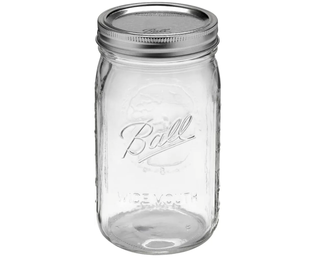 Ball Quart (32oz) Jar with Silver Lid, Wide Mouth, 1 Jar