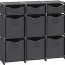 9 Cube Closet Organizers And Storage | Includes All Storage Cube Bins | Easy To Assemble Closet Storage Unit With Drawers | Room Organizer For Clothes, Baby Closet Bedroom, Playroom, Dorm (Dark Grey)