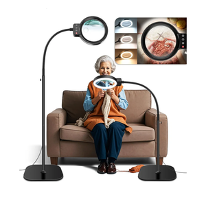 30X 10X Large Floor Magnifying Glass with Light and Stand,72 LED Flexible Gooseneck Floor Magnifying Lamp,2 in 1 Lighted Magnifiers for Close Work, Sewing,Crafts,Hobbies（Black）