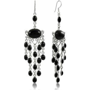 925 Sterling Silver Handmade Chandelier Hook Earrings, Multi-strand Tiny 6x4 Oval Gemstone Women Jewelry, Large Dangle Earrinsg, Christmas Gift