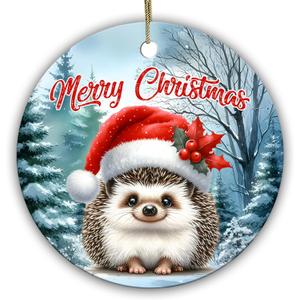 2 x Hedgehog Christmas Ornament – Cute Woodland Animal Holiday Decor – Gift for Hedgehog Lovers, Family, Friends, Animal Fans