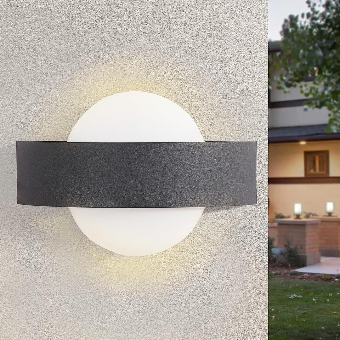 Hyunbae Black Wall Sconce Outdoor, Waterproof Modern LED Wall Sconces,12W Dimmable Exterior Wall Lights for Bathroom, Stair Case, House, Front Door Porch, Garage, Yard, 3000K