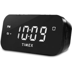 Timex Alarm Clock with Large Display, Digital Alarm Clock for Bedroom Includes 120V Universal Power Adapter, Black