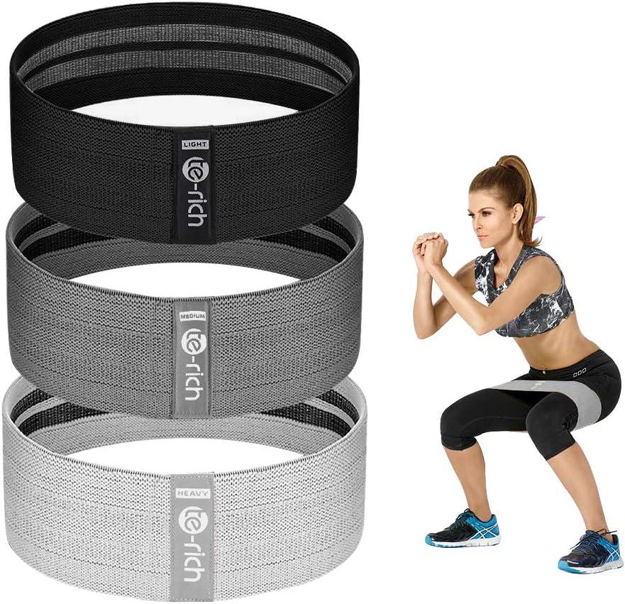 Resistance Bands, Fabric Workout Bands for Women & Men, Cloth Booty Resistance Loop Bands, Thick Squat Bands for Butt/Legs/Thigh/Hip/Glute Excersing (Light gray/black/dark gray)