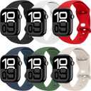 THWALK 6 Pack Sport Bands Compatible with Apple Watch Band Ultra 3/2/1 49mm, Series 11/10 46/42mm, 9/8/7 45/41mm, SE/6/5/4 44/40mm, 3/2/1 42/38mm for Women Men (Black/White/Red/Abyss Blue/Clover/Starlight)