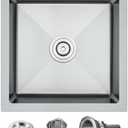 POPFLY 15×15 Inch Undermount Kitchen Sink, 18 Gauge 304 Stainless Steel Bar Sink, 15" Small Kitchen Mini Sink, Brushed Nickel Fregaderos De Cocina Modernos