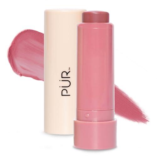 PÜR MINERALS Silky Tint Creamy Multitasking Blush Stick with Peptides, Sparkling Rose - Blush Stick with Natural, Healthy-Looking Glow & Ultra-Creamy Finish - Professional Makeup