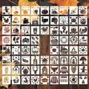 70pcs Fall Painting Stencils, 3x3in Thanksgiving Reusable Autumn Templates for DIY Crafts on Wood Canvas Fabric Wall Porch Home Decor