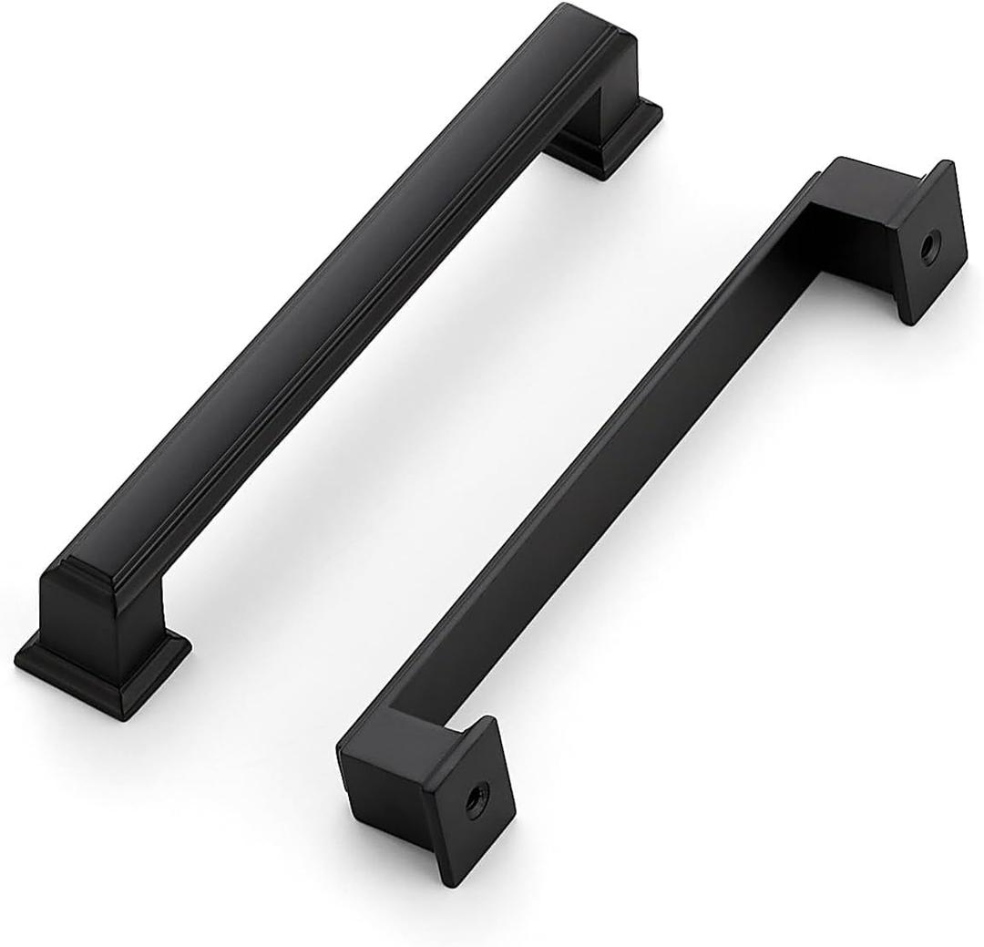 Ravinte Hardware 15 Pack Matte Black Cabinet Pulls, 5 Inch (128mm) Hole Center Zinc Alloy Drawer Handles for Kitchen Cabinets, Cupboards, Dressers, Square Solid Metal Hardware
