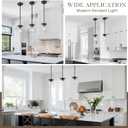 Modern Pendant Light Fixtures 2-Pack, Matte Black Pendant Lights Kitchen Island with Square Transparent Glass, Glass Pendant Light for Dining Room, Bedroom, Living Room, Farmhouse