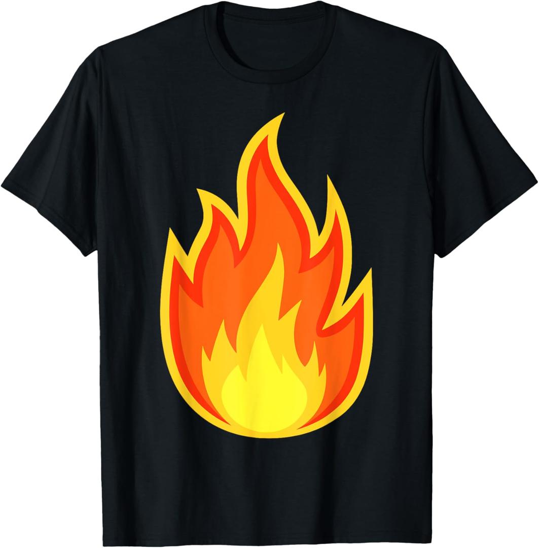 Fire Flame Shirt Adult Kids Men Women Fire Flame Costume T-Shirt (Small, Black)