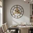 Cuspin 30 Inch Large Wall Clock Black Gold Roman Numeral Gears Wall Clock