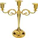 3 Candle Metal Candelabra  Candlesticks Holder for Formal Events, Wedding, Church, Holiday Dcor, Halloween  Taper Candle Holder Stand Centerpiece Elegant Decoration Piece for Table,Gold