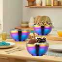 Rainbow Bowl Set of 6, 304 Stainless Steel Dinnerware Metal Double-walled Insulated Cereal Bowls for Eating Kitchen, Dishwasher Safe and Unbreakable